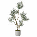 Olivier artificiel 180 cm feuillage vert en plastique pour intérieur avec pot cylindrique