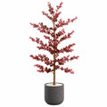 Arbre artificiel 150 cm feuillage plastique rouge bordeaux en pot décoration intérieure
