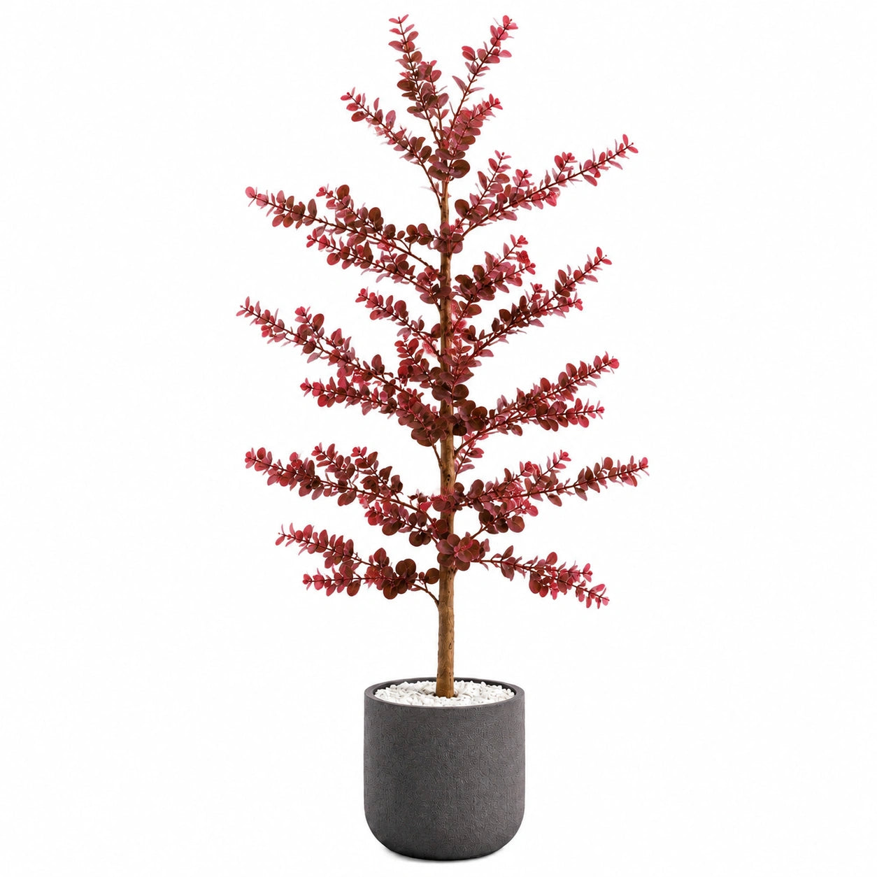 Arbre artificiel 150 cm feuillage plastique rouge bordeaux en pot décoration intérieure