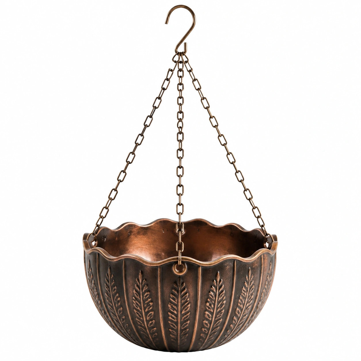 Pot de fleurs suspendu diamètre 30 cm en métal bronze style vintage pour intérieur et extérieur