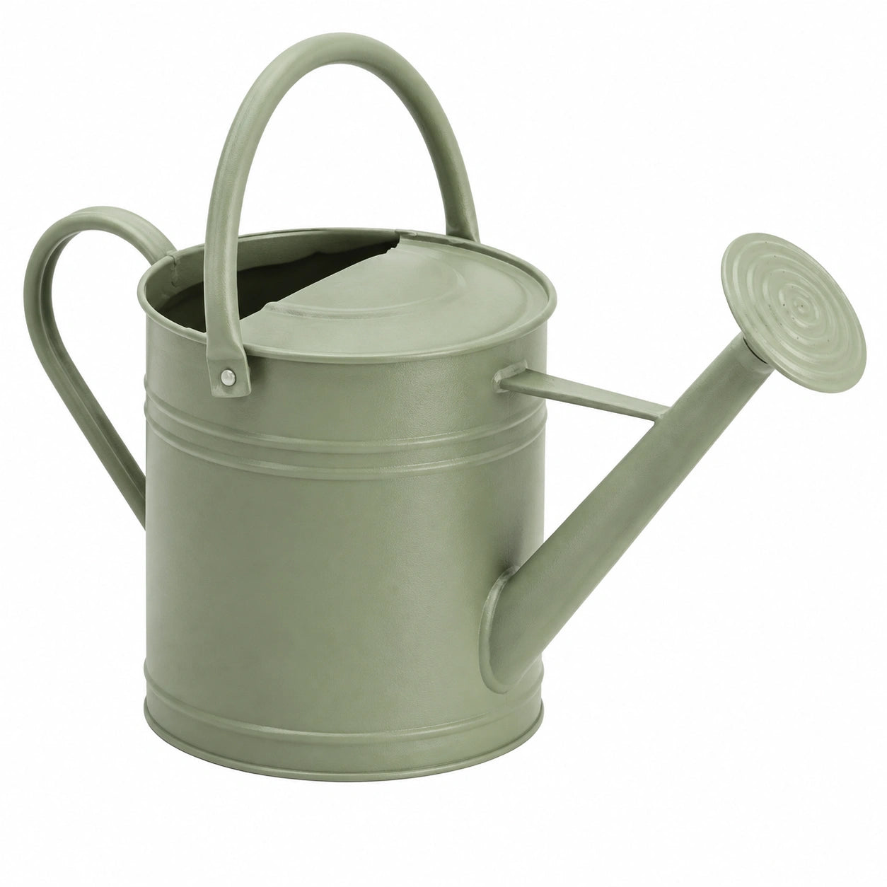 Arrosoir de jardin 10 L en métal vert sauge avec pomme d arrosage