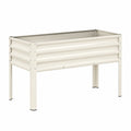 Jardinière surélevée 120 x 60 x 80 cm en métal crème pour culture extérieure