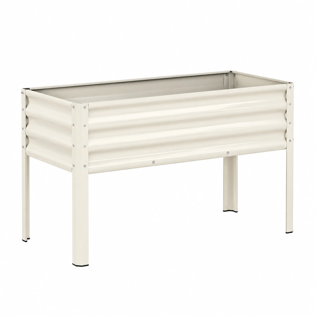 Jardinière surélevée 120 x 60 x 80 cm en métal crème pour culture extérieure