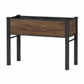 Bac de jardin sur pieds 120 x 60 x 80 cm en métal et panneaux aspect bois marron noir