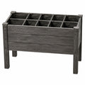 Jardinière surélevée 120 x 60 x 80 cm en bois gris avec compartiments de culture