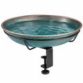 Bain d'oiseaux 35 cm en céramique turquoise à pince pour jardin