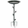 Bain d'oiseaux sur piquet Ø35 cm H100 cm en métal vert style feuillage
