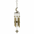 Carillon éolien 80 cm en métal bronze avec lune et étoile décoratif suspendu