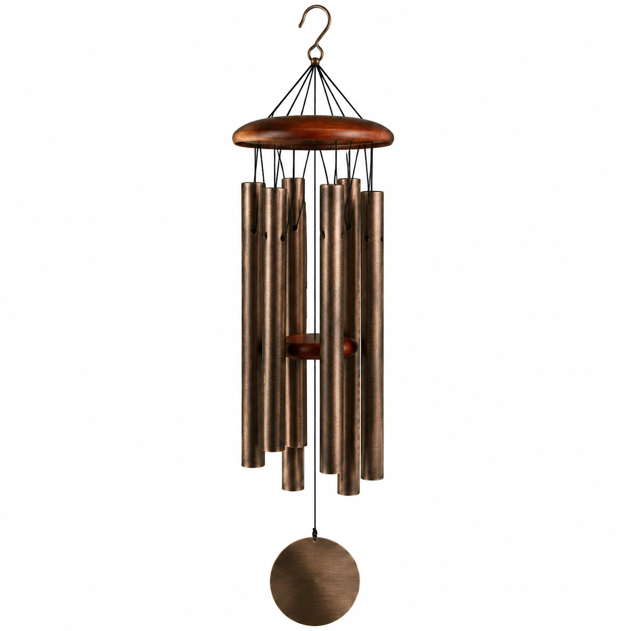 Carillon éolien 80 cm en métal et bois brun pour jardin et intérieur