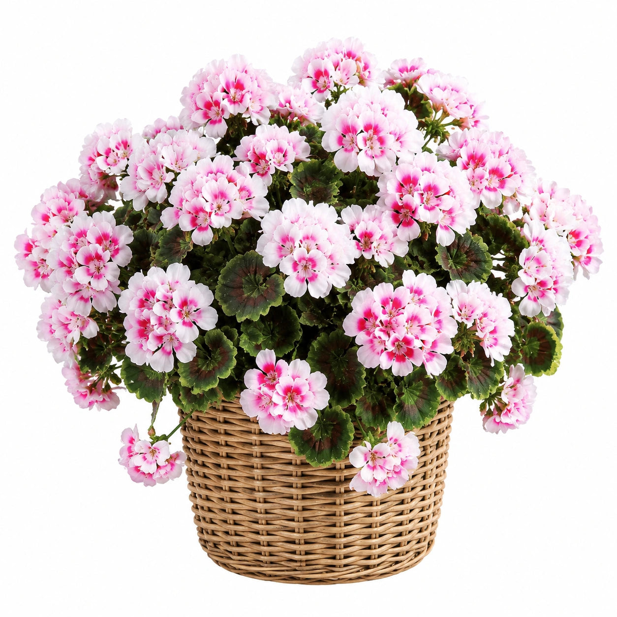 Plante artificielle en pot 45 cm textile et plastique rose blanc décorative