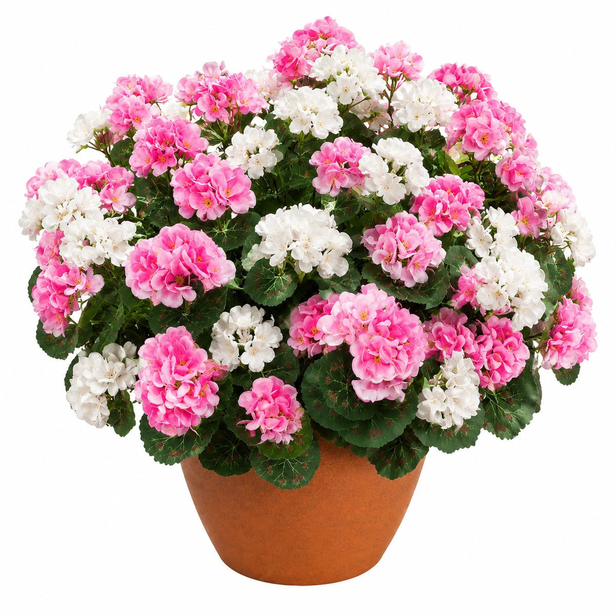 Plante artificielle en pot géranium rose blanc 35 cm décorative intérieur