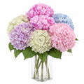 Bouquet d'hortensias artificiels 55 cm en tissu rose violet bleu et vert pour décoration intérieure