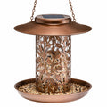Mangeoire à oiseaux suspendue 30 x 36 cm en métal cuivré solaire décorative jardin