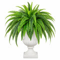 Plante verte artificielle fougère 85 cm en plastique vert avec pot blanc décoratif