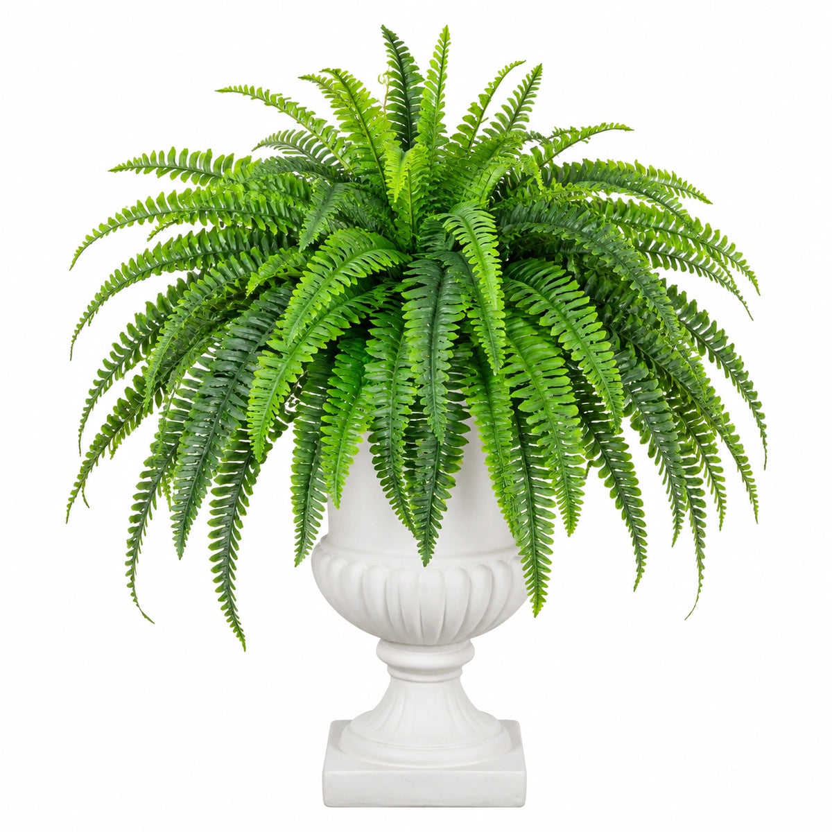 Plante verte artificielle fougère 85 cm en plastique vert avec pot blanc décoratif